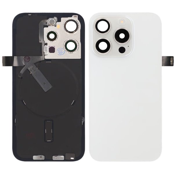 iPhone 15 Pro Takalasi, täydellinen OEM - Titaanivalkoinen