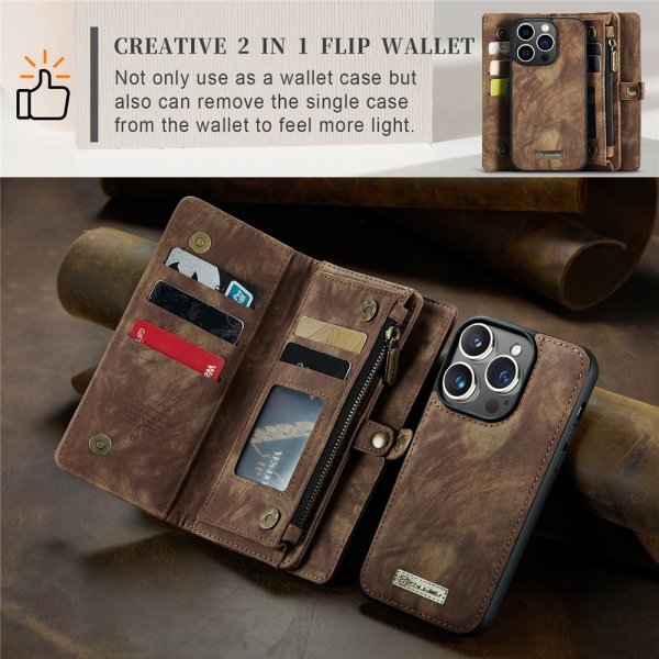 CaseMe iPhone 15 Pro Kotelo 008 Series Irrotettava Kuori Ruskea