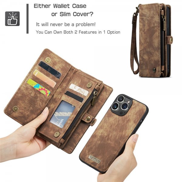 CaseMe iPhone 15 Pro Kotelo 008 Series Irrotettava Kuori Ruskea