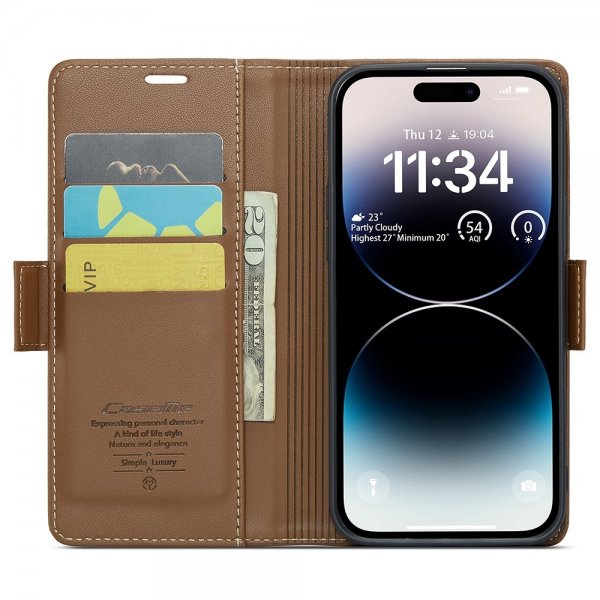 CaseMe iPhone 15 Pro -kotelo 023 Series Ruskea