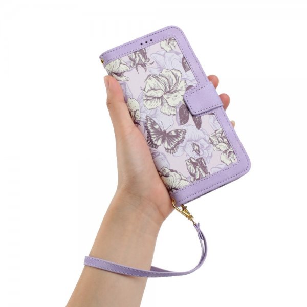 iPhone 15 Pro -kukkiokuvioinen kotelo, violetti