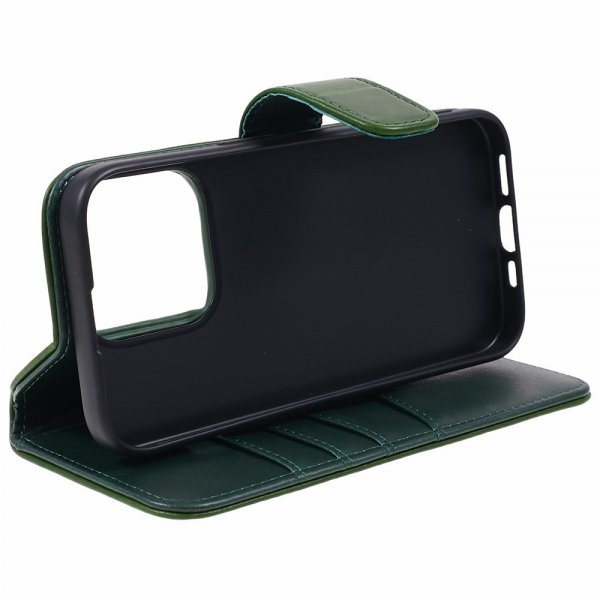 Nordic Covers iPhone 15 Pro Kotelo Essential Leather Juniper Green