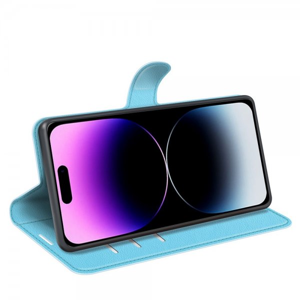 iPhone 15 Pro Litchi-kuori Sininen