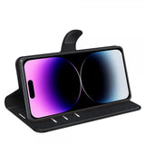 iPhone 15 Pro Litchi-kuvioinen suojakuori, musta