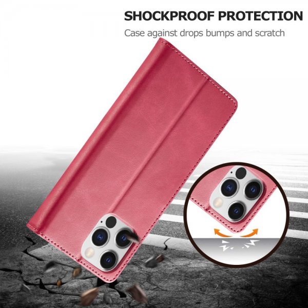 Lc.Imeeke iPhone 15 Pro -suojakuori korttipaikalla ja jalustatoiminnolla magenta