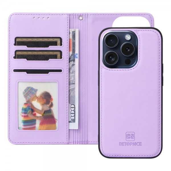 Betopnice iPhone 15 Pro -kuori irrotettavalla kuorella 005 Violetti