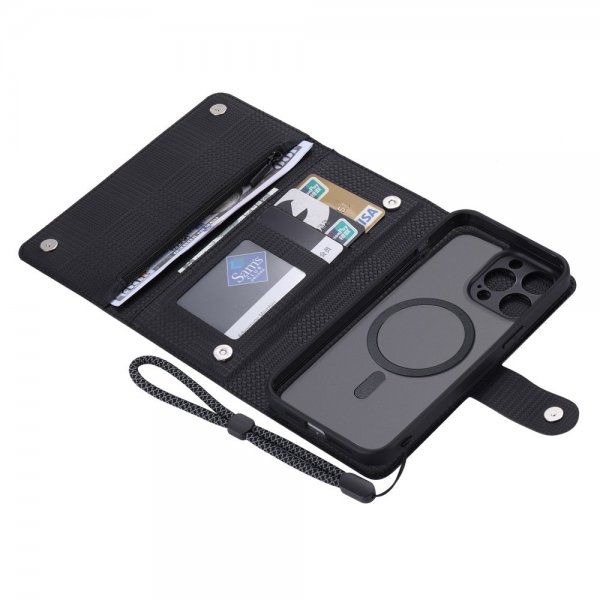VILI iPhone 15 Pro -kotelo irrotettavalla kuorella GHB Series MagSafe, musta
