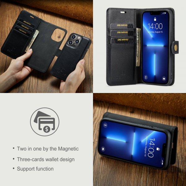 Dg.Ming iPhone 15 Pro -suojakuori irrotettavalla kuorella, musta