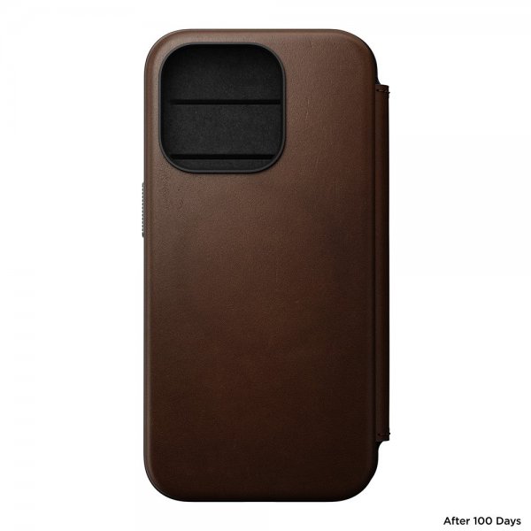 Nomad iPhone 15 Pro -kotelo Modern Leather Folio, ruskea