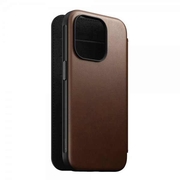 Nomad iPhone 15 Pro -kotelo Modern Leather Folio, ruskea