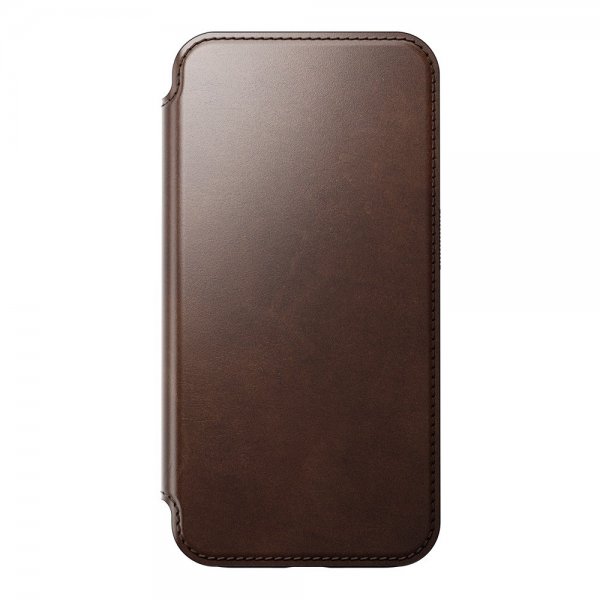 Nomad iPhone 15 Pro -kotelo, Modern Leather Folio, Horween Rustic Brown