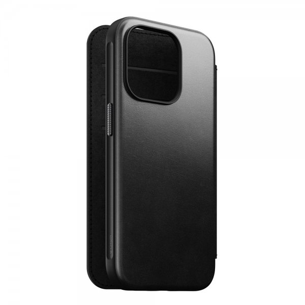 Nomad iPhone 15 Pro -suojakuori Modern Leather Folio Horween Musta