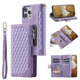 iPhone 15 Pro Kotelo Ruutukuvio Vetoketju Violetti