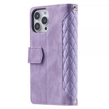 iPhone 15 Pro Kotelo Ruutukuvio Vetoketju Violetti