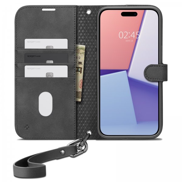 Spigen iPhone 15 Pro -kotelo Wallet S Pro musta