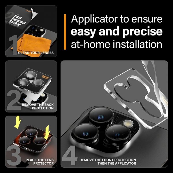 PanzerGlass iPhone 15 Pro/iPhone 15 Pro Max Kameran suojarengas Hoops Musta