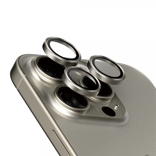 PanzerGlass iPhone 15 Pro/iPhone 15 Pro Max Kameran suoja Hoops Natural Titanium