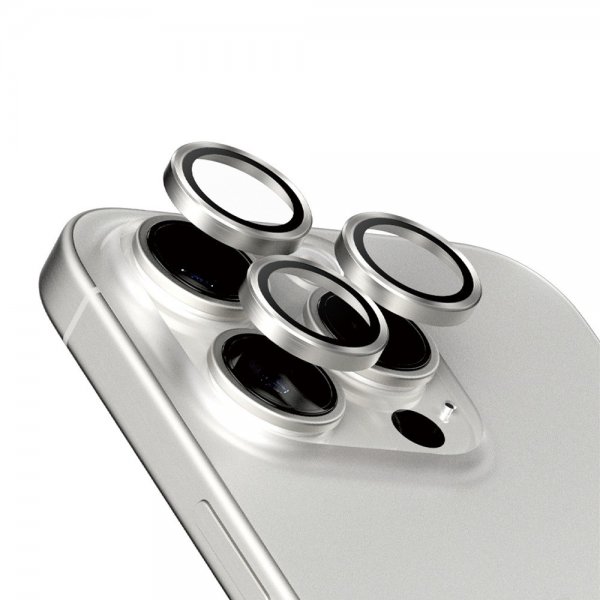 PanzerGlass iPhone 15 Pro/iPhone 15 Pro Max Kameran suojaus Hoops White Titanium