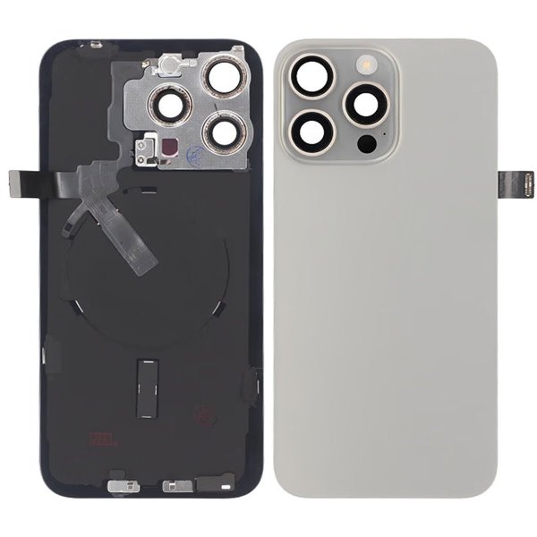 iPhone 15 Pro Max Takalasi Kokonainen OEM - Luonnollinen Titaani
