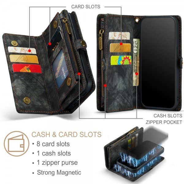 CaseMe iPhone 15 Pro Max Suojakotelo 008 Series Irrotettava Kuori Musta