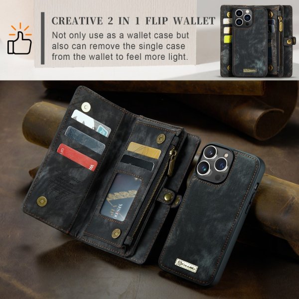 CaseMe iPhone 15 Pro Max Suojakotelo 008 Series Irrotettava Kuori Musta
