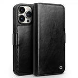 Qialino iPhone 15 Pro Max Aito Nahkakotelo Musta