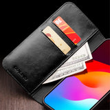 Qialino iPhone 15 Pro Max Aito Nahkakotelo Musta