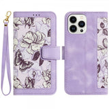 iPhone 15 Pro Max -kuoret kukkakuviolla, violetti