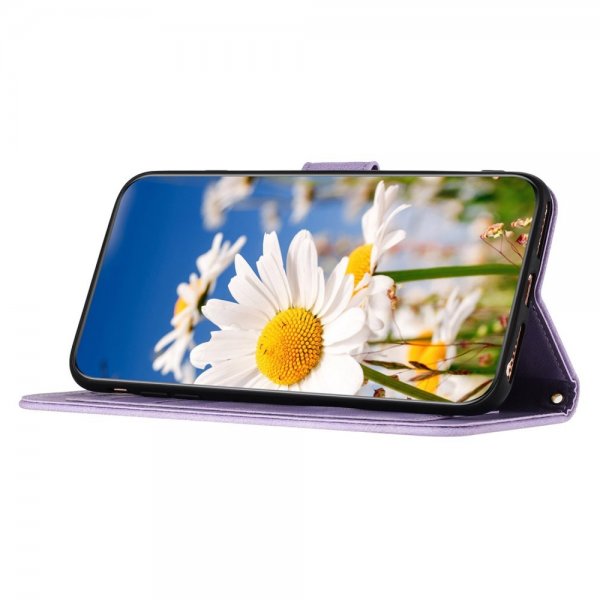 iPhone 15 Pro Max -kuoret kukkakuviolla, violetti