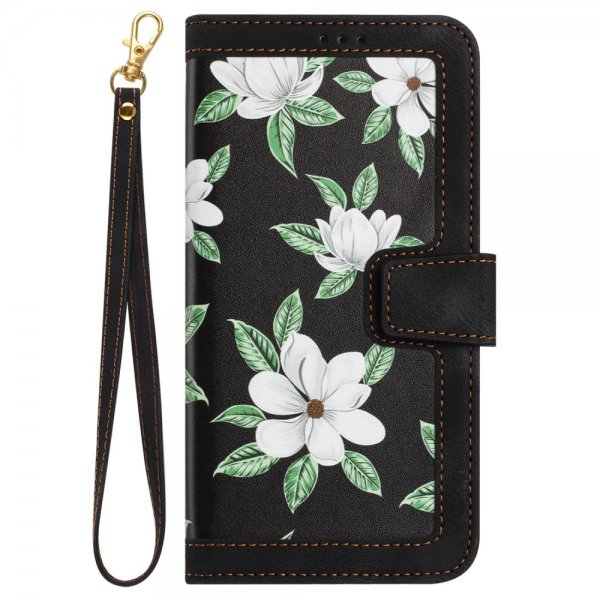 iPhone 15 Pro Max Kuori Kukkakuvio Musta