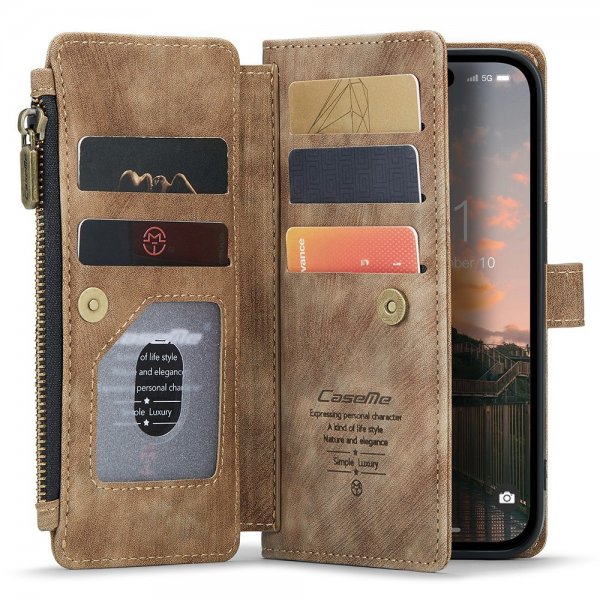 CaseMe iPhone 15 Pro Max -kotelo C30-sarja, ruskea