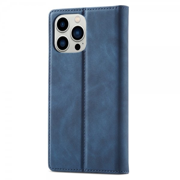 Lc.Imeeke iPhone 15 Pro Max -kotelo korttipaikalla, läppämalli, sininen