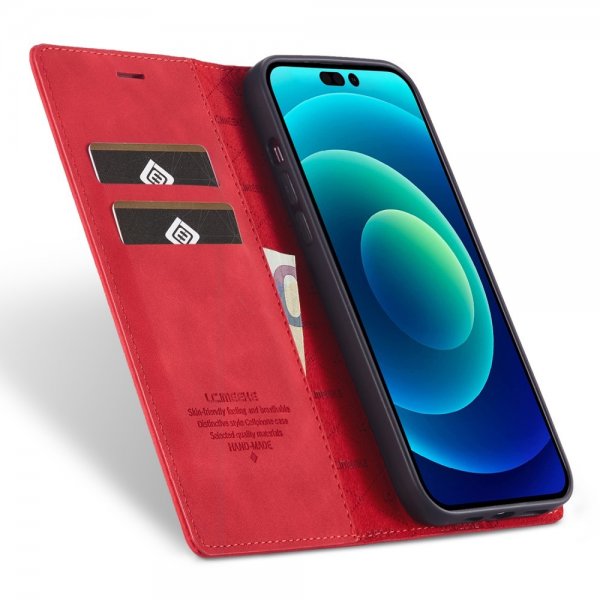 Lc.Imeeke iPhone 15 Pro Max -kotelo korttipaikalla, punainen