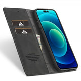 Lc.Imeeke iPhone 15 Pro Max -kotelo korttipaikalla, läppämallinen, musta