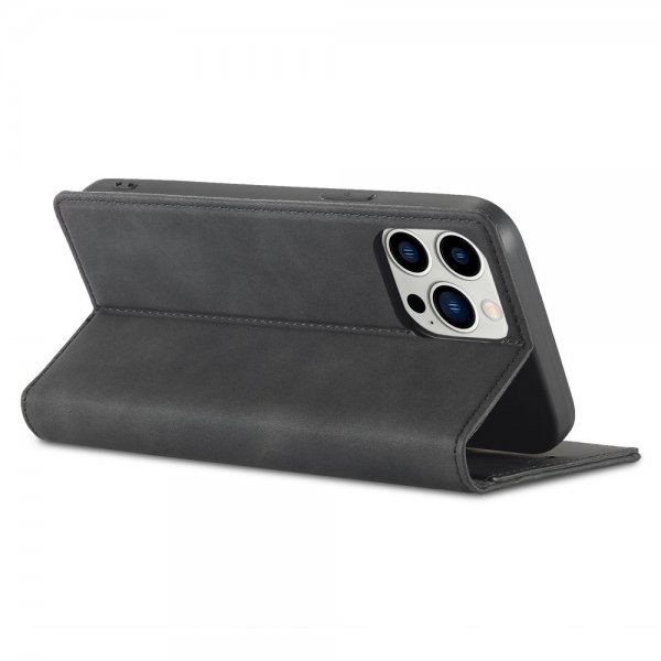 Lc.Imeeke iPhone 15 Pro Max -kotelo korttipaikalla, läppämallinen, musta