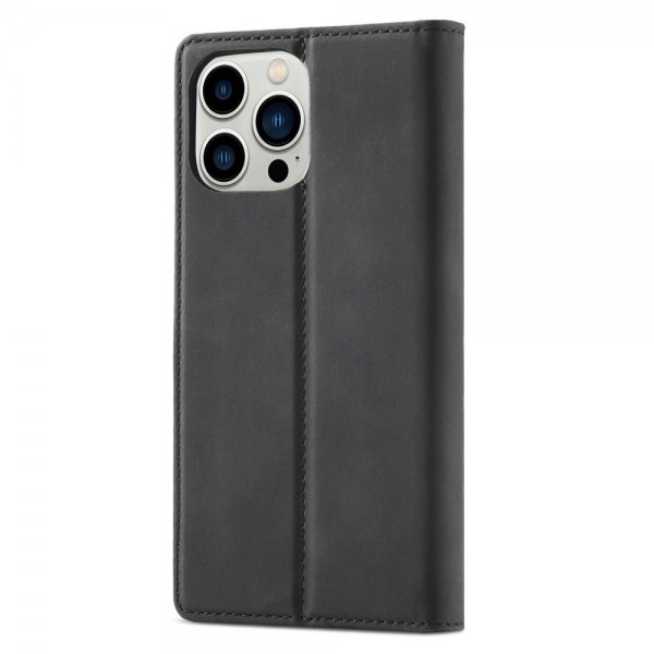 Lc.Imeeke iPhone 15 Pro Max -kotelo korttipaikalla, läppämallinen, musta
