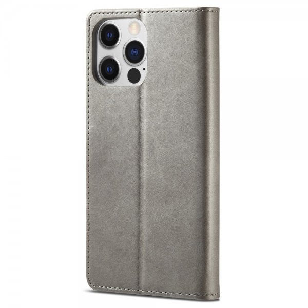 Lc.Imeeke iPhone 15 Pro Max -suojakuori korttipaikalla ja jalustatoiminnolla, harmaa