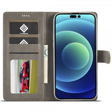 Lc.Imeeke iPhone 15 Pro Max -suojakuori korttipaikalla ja jalustatoiminnolla, harmaa