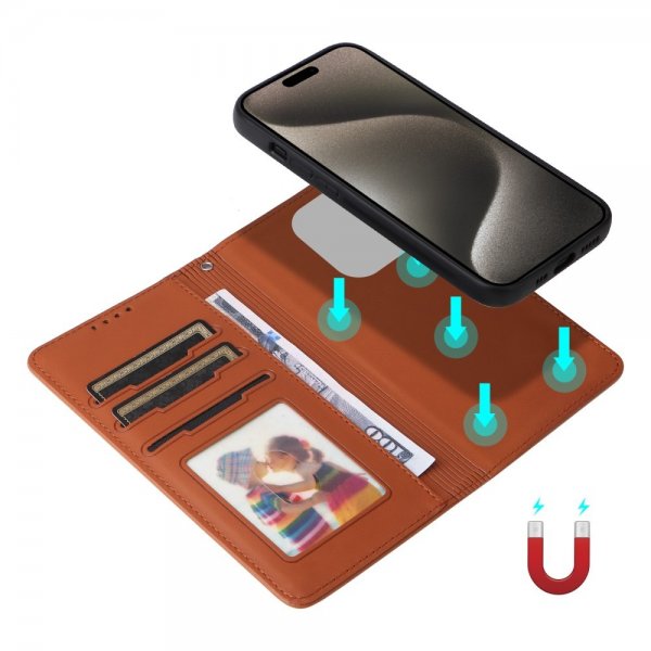 Betopnice iPhone 15 Pro Max -kotelo irrotettavalla kuorella 005 Ruskea