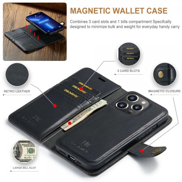 Dg.Ming iPhone 15 Pro Max Kuori irrotettavalla kuorella, musta