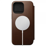 Nomad iPhone 15 Pro Max Modern Leather Folio -suojakotelo, ruskea