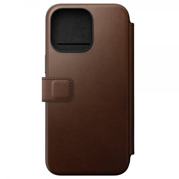 Nomad iPhone 15 Pro Max Modern Leather Folio -suojakotelo, ruskea
