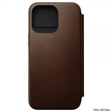 Nomad iPhone 15 Pro Max Modern Leather Folio -suojakotelo, ruskea