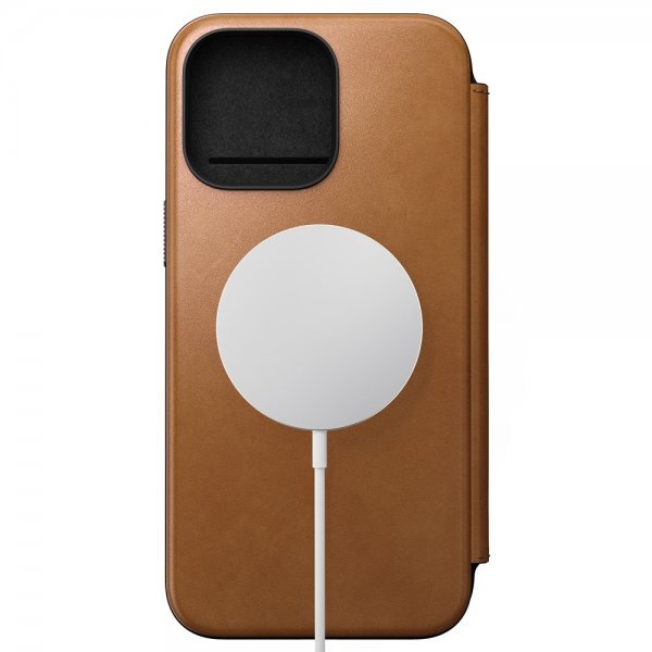 Nomad iPhone 15 Pro Max Modern Leather Folio -suojakotelo, English Tan