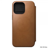 Nomad iPhone 15 Pro Max Modern Leather Folio -suojakotelo, English Tan