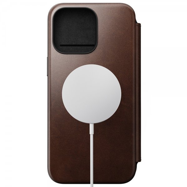 Nomad iPhone 15 Pro Max Modern Leather Folio -kotelo Horween Rustic Brown