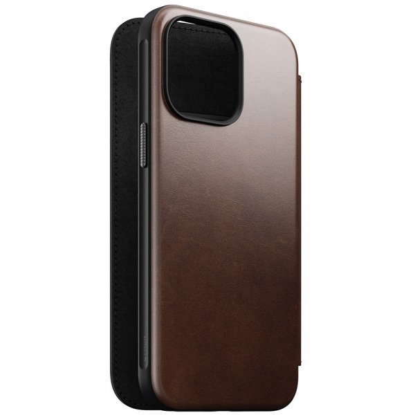 Nomad iPhone 15 Pro Max Modern Leather Folio -kotelo Horween Rustic Brown