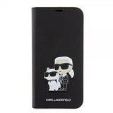 Karl Lagerfeld iPhone 15 Pro Max -kotelo, NFT Karl & Choupette Patch, Saffiano, musta