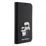 Karl Lagerfeld iPhone 15 Pro Max -kotelo, NFT Karl & Choupette Patch, Saffiano, musta