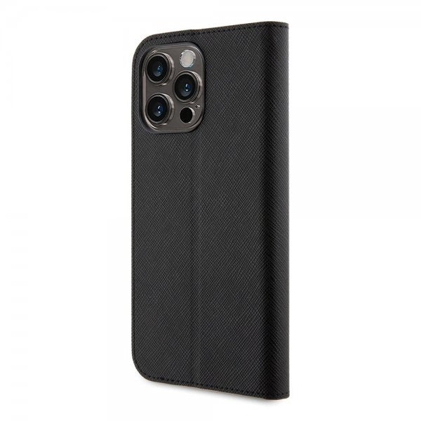 Karl Lagerfeld iPhone 15 Pro Max -kotelo, NFT Karl & Choupette Patch, Saffiano, musta
